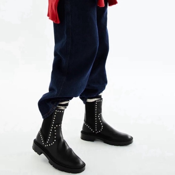 Zara Black Studded Ankle boots - Picture 4 of 7